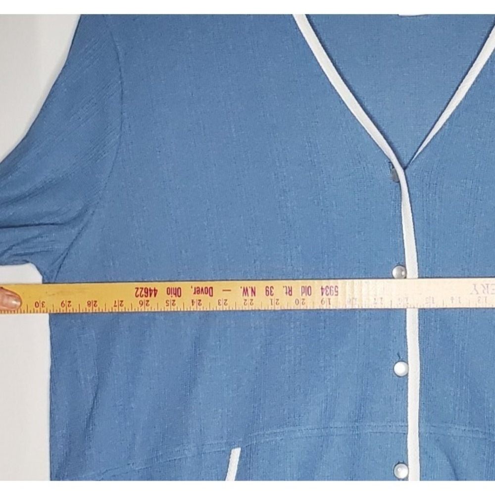 Fashion Formulas Vtg 60s Knit Pant Top Set Womens 3X Blue Textured Button Pocket - Picture 9 of 16